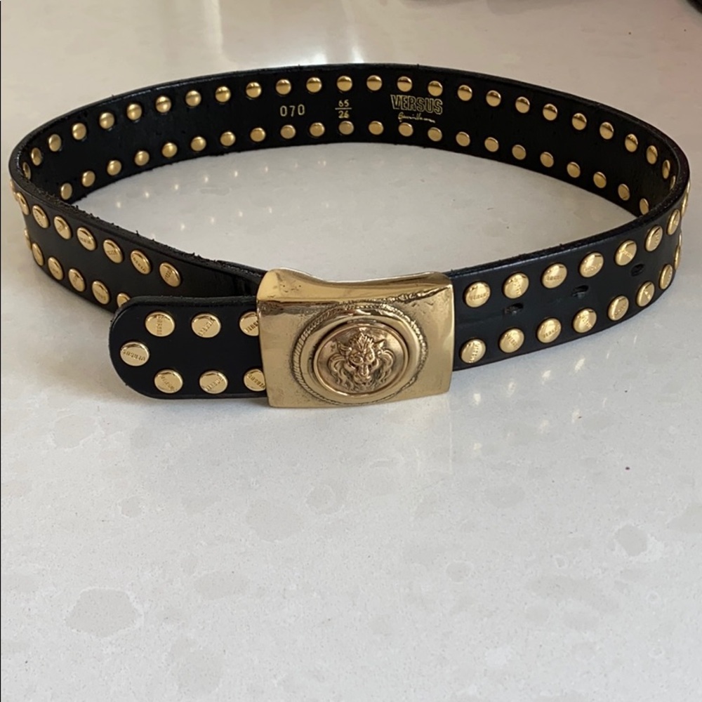 Versace leather studded belt